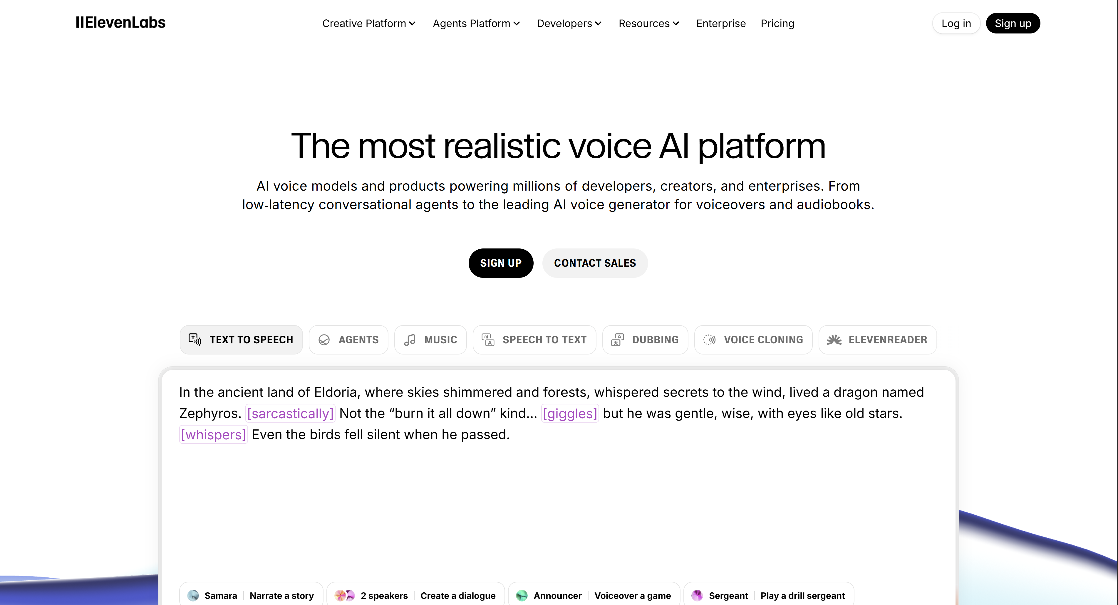 ElevenLabs Studio dashboard
